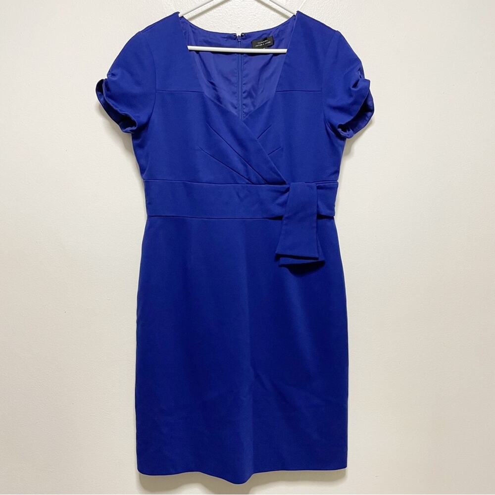 Tahari Blue Short Sleeve Knee Length Dress